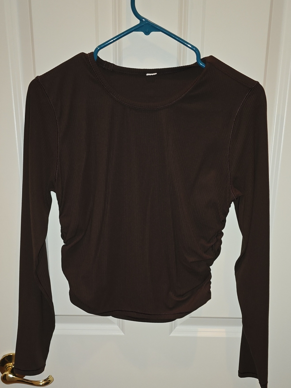 lululemon athletica Brown Long Sleeve Ruched Side Top